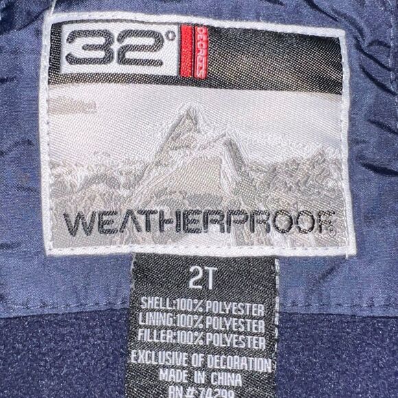 32 Degrees Blue Winter Coat Weatherproof Jacket Toddler 2T - Picture 4 of 7